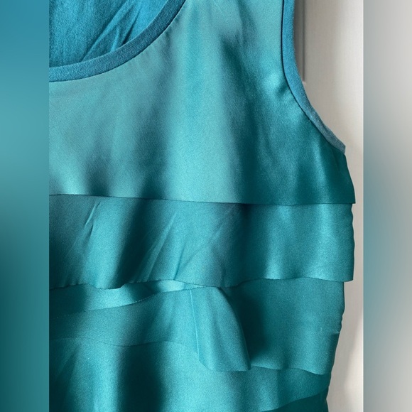 Loft Teal Blue Mixed Media Tank Top Size S - Picture 2 of 5